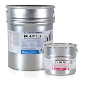 Zweikomponentiges Gebinde mit KLB-SYSTEM POLYURETHAN PU 413 EL+ ableitfähige Beschichtung