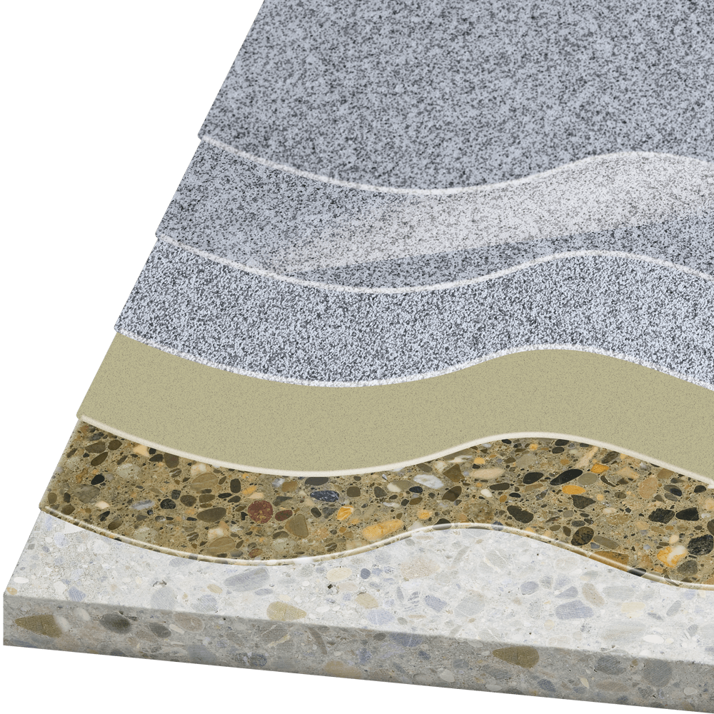 Beschichtungsaufbau des rutschhemmenden Systems A5